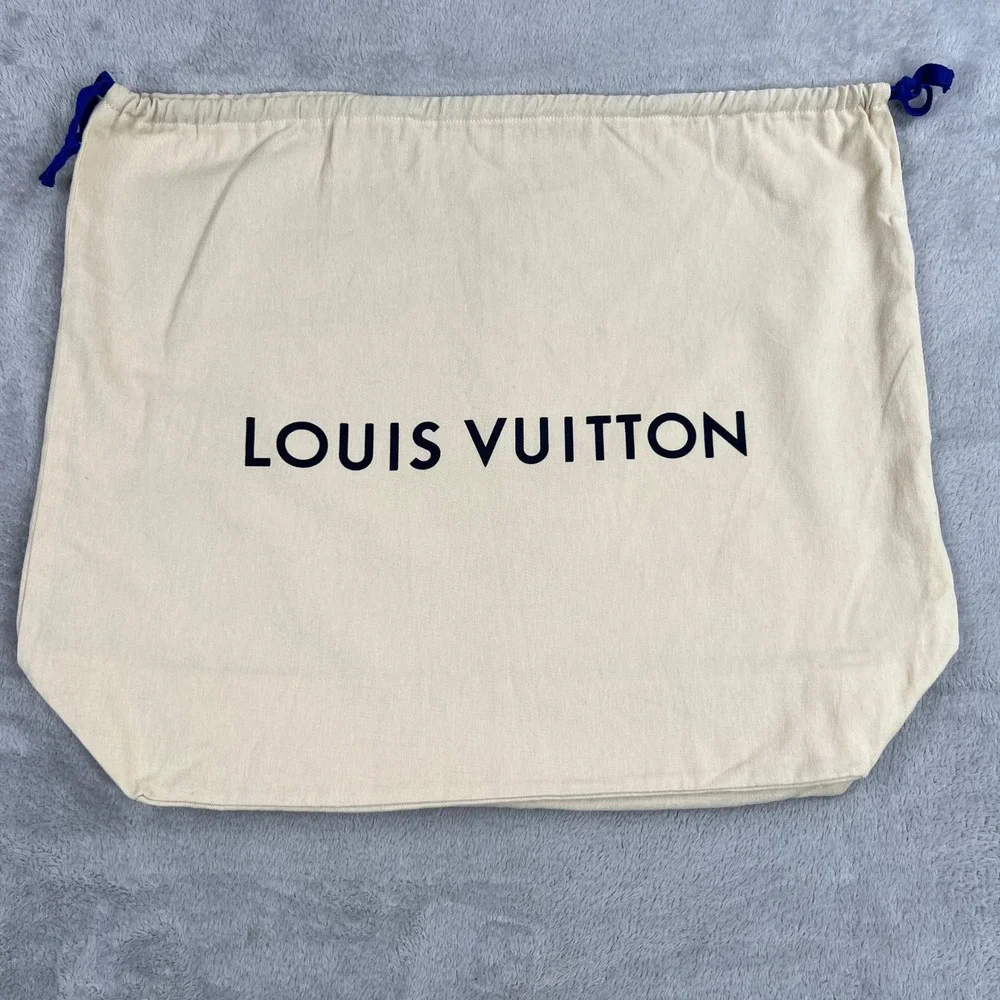 Louis Vuitton Original XL Drawstring Dust Bag 24x20 Cream Blue Luxury Storage